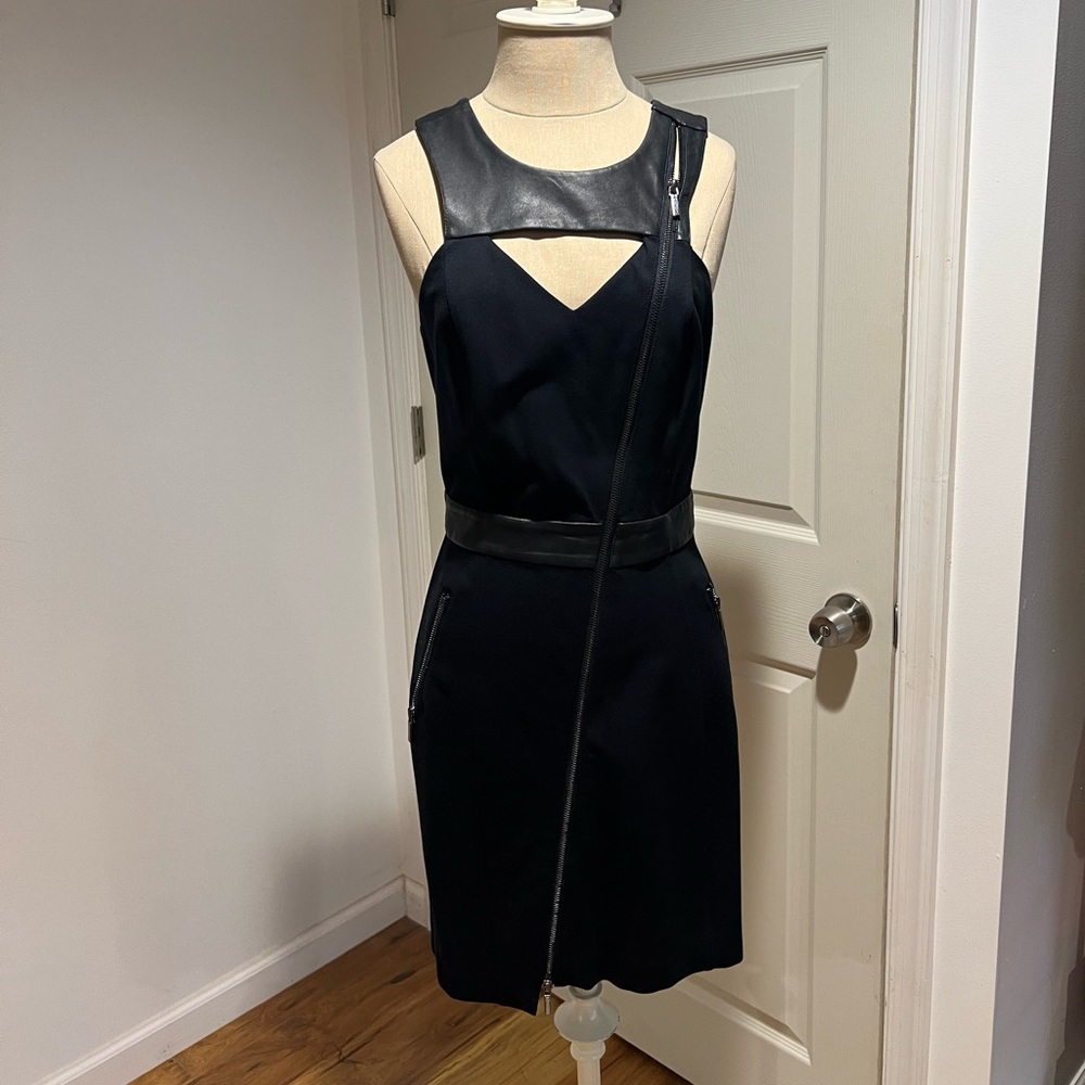 A.Moss leather black bodycon dress size 4